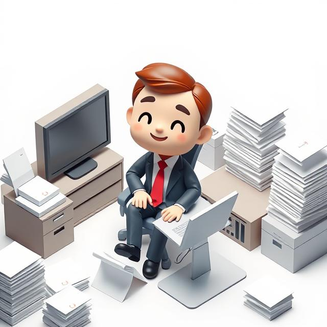 Kantoormedewerker tussen de documenten